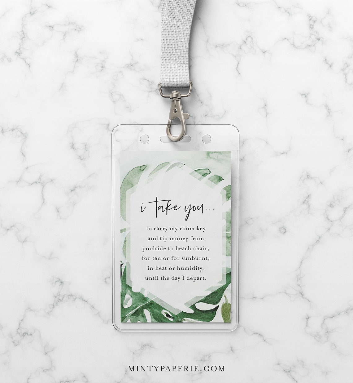 Wedding Room Key Card Tag Template Printable Tropical Palms Etsy