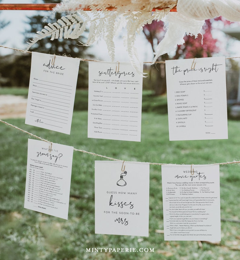 MEGA Bridal Shower Game Bundle, 36 Games, Minimalist Wedding Shower Games, 100% Editable Templates, Instant Download, Templett #0031BGB image 2