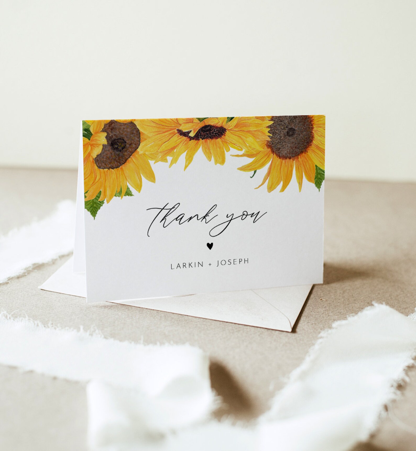 Sunflower Thank You Card Rustic Sunflower Wedding / Bridal | Etsy