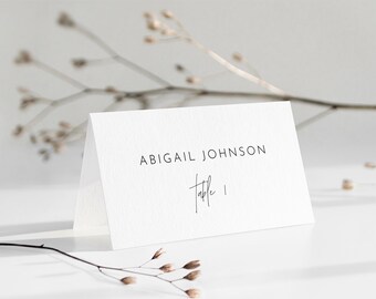Minimalist Place Card Template, Printable Modern Simple Wedding Buffet Card & Meal Option, INSTANT DOWNLOAD, Editable, Templett #0026-201PC