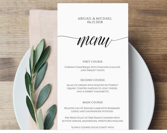 Menu Card Template, Rustic Dinner Menu, Wedding Menu Card Printable, Fully Editable Template, Instant Download, DIY, Templett #020-101WM