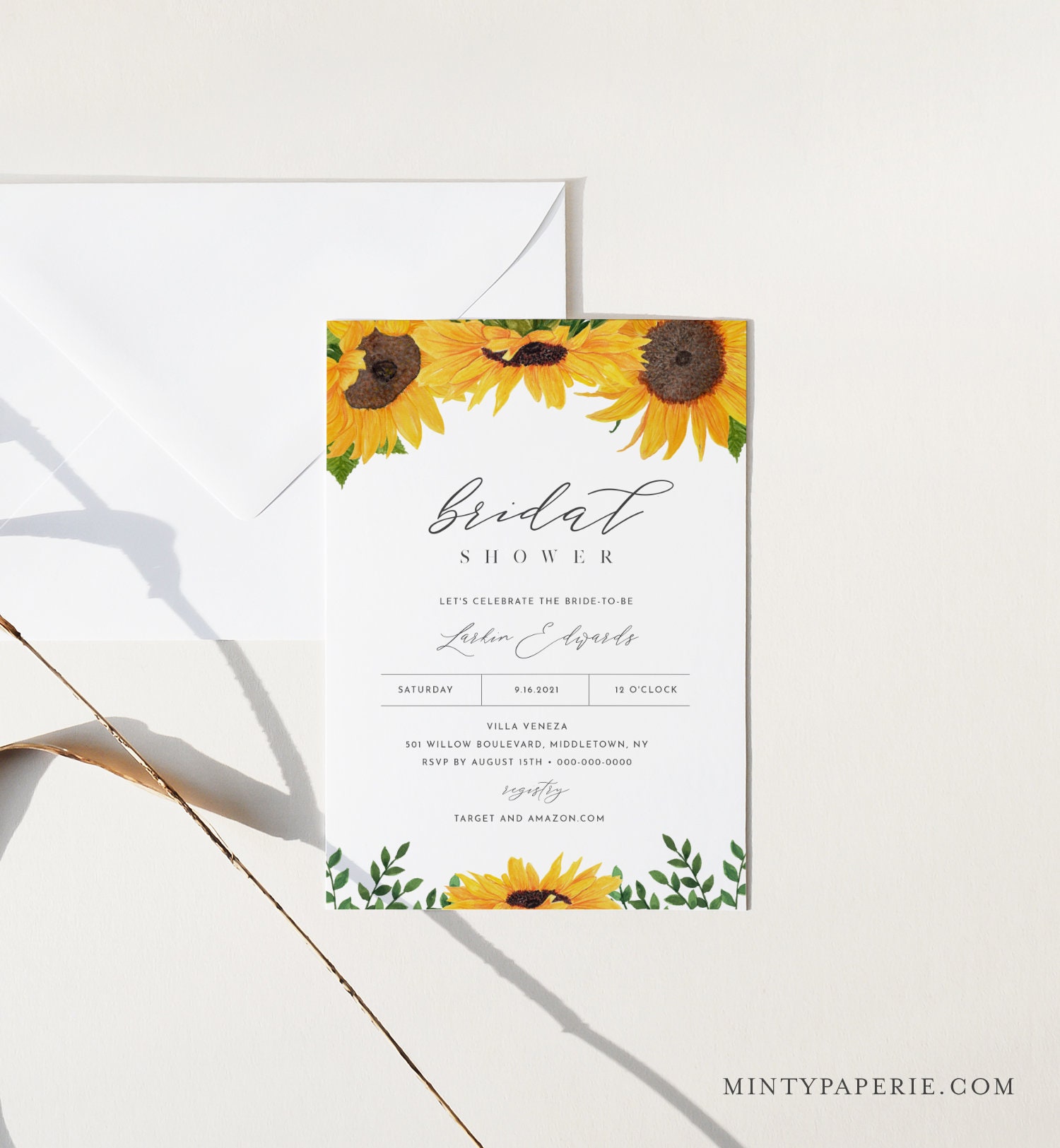 Sunflower Bridal Shower Invitation, Summer Couples Shower Invite
