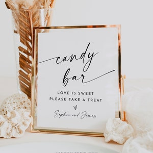 Candy Bar Sign, Love Is Sweet Take a Treat, Minimal Wedding Favors Sign, Candy Station, Editable Template, Instant, Templett 8x10 #0034W-81S