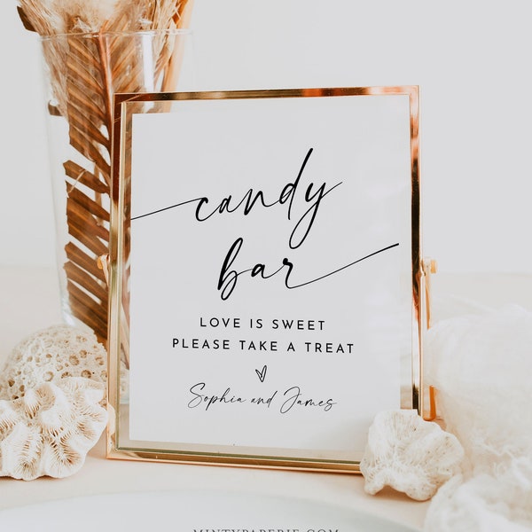 Candy Bar Sign, Love Is Sweet Take a Treat, Minimal Wedding Favors Sign, Candy Station, Editable Template, Instant, Templett 8x10 #0034W-81S