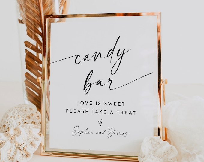 Candy Bar Sign, Love Is Sweet Take a Treat, Minimal Wedding Favors Sign, Candy Station, Editable Template, Instant, Templett 8x10 #0034W-81S