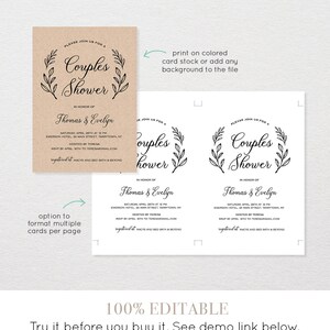 Couples Shower Invitation Template, Printable Wedding Shower Invite, Bridal Shower, Jack and Jill, Instant Download, Editable 027-124BS image 5