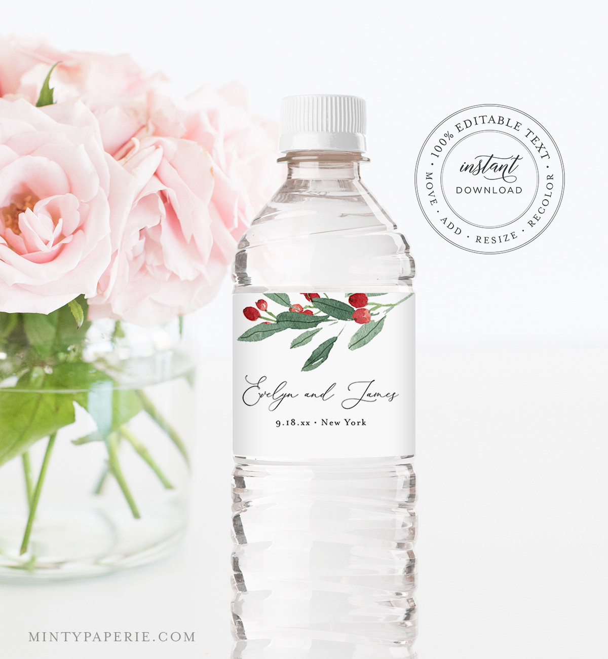 Christmas Holly Water Bottle Label – Greengate Images