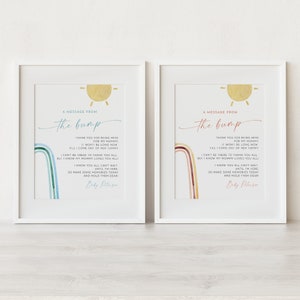 Message from the Bump Sign, Minimalist Baby Shower Template, Editable Message from Baby, Printable, Instant Download, Templett #0055-18S