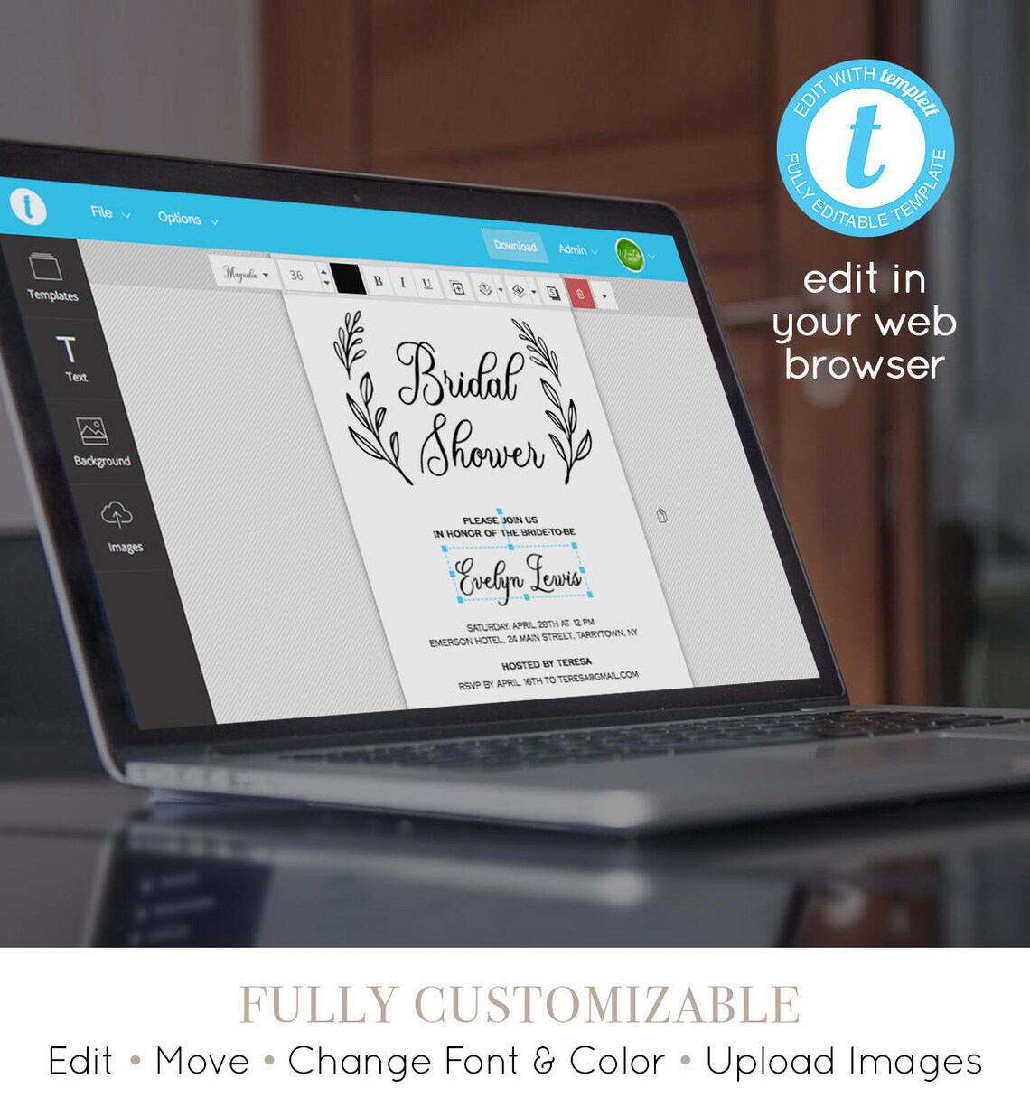 Bridal Shower Invitation Printable Wedding Shower Invite Etsy