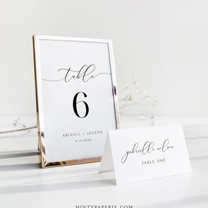 Wedding Table Number Card Printable, Minimalist Reception Seating ...