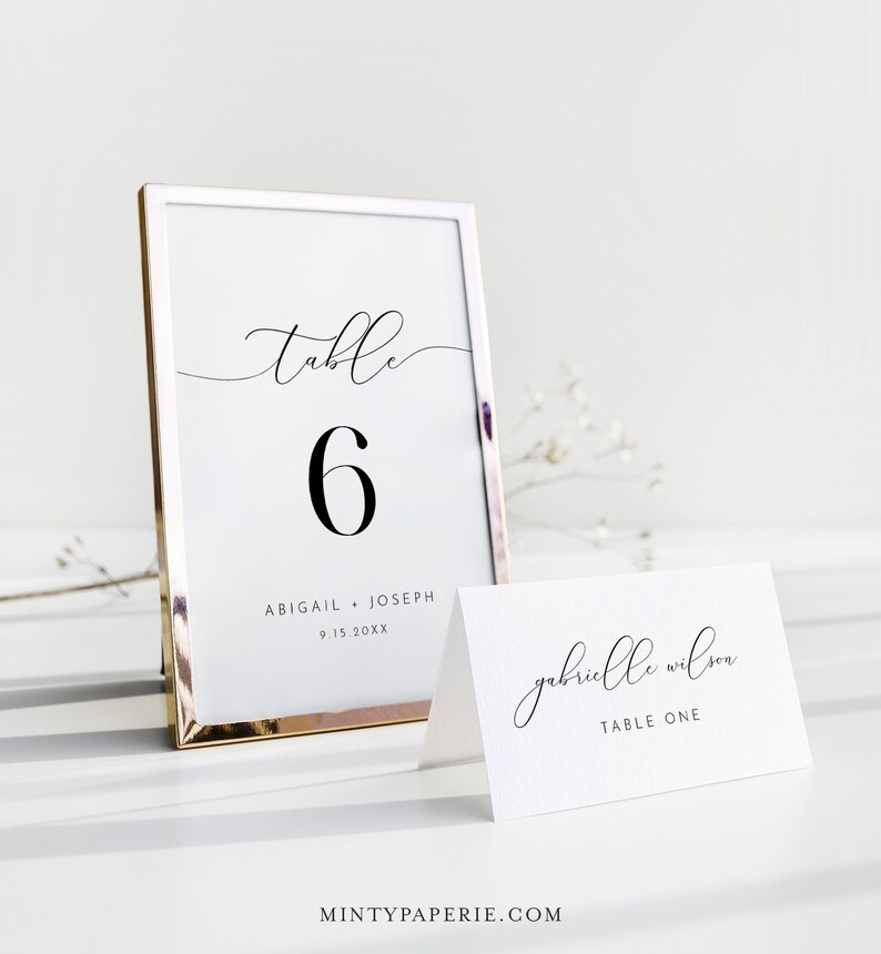 Wedding Table Number Card Printable Minimalist Reception | Etsy
