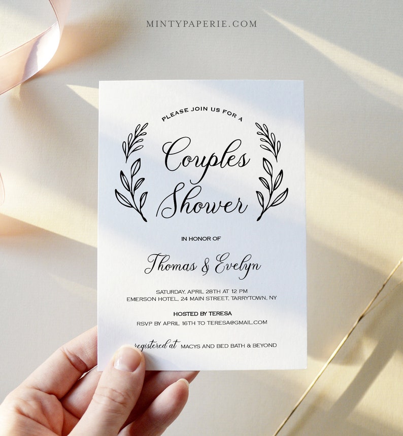 Couples Shower Invitation Template, Printable Wedding Shower Invite, Bridal Shower, Jack and Jill, Instant Download, Editable 027-124BS image 2