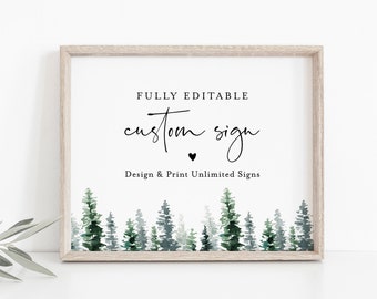 Plantilla de letrero personalizado de pino, letrero para mesa de boda o despedida de soltera, estilo rústico, crea cualquier letrero, descarga instantánea, Templett n.° 073-132CS