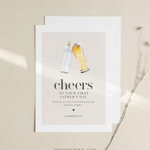 Grappige vaderdagkaart, nieuwe vader, eerste vaderdag afdrukbaar, bier & fles, 1e vaderdag, bewerkbare sjabloon, Instant Download #107FDC