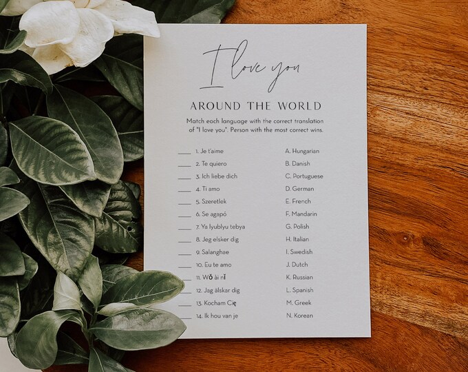 I love You Around the World, Bridal Shower Game Template, Minimalist Couples Shower Game, Editable Template, Instant Download #0026B-23BRG