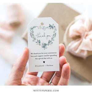 Heart Favor Tag Template, Thank You Tag, Floral Bridal Shower Tag, Welcome Bag, Instant Download, Editable Text, Templett 063-202FT image 1