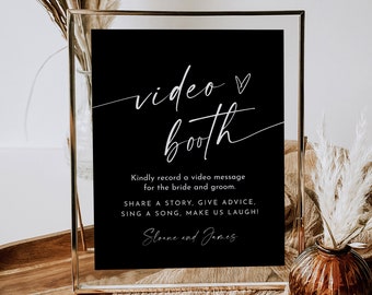 Video Booth Sign, Minimalist Wedding Guestbook Sign, Leave a Message, 100% Editable Template, Instant Download, Templett 8x10 #0034B-55S
