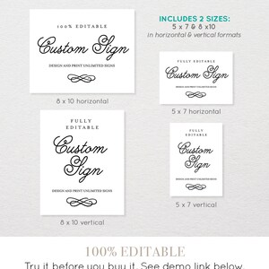 Custom Wedding Sign Template, Printable, 100% Editable, Create ...
