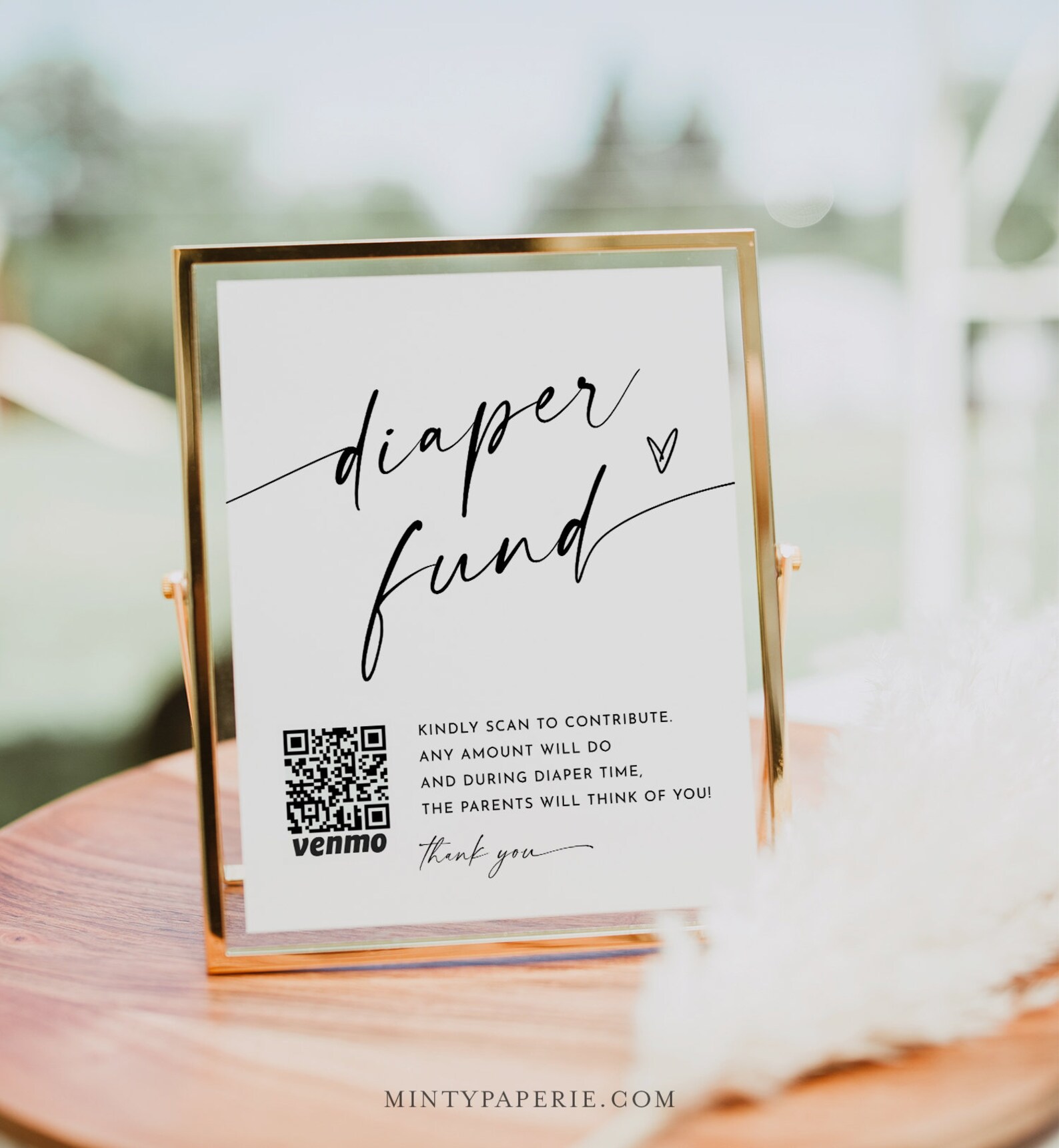 Diaper Fund Sign Venmo Baby Shower Sign Minimalist Baby Etsy