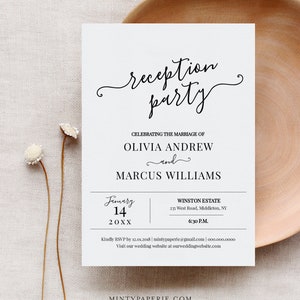 Wedding Reception Invitation, Reception Party Printable, Wedding Invite, Fully Editable Template, INSTANT DOWNLOAD, Digital, DIY 030-101WR image 2