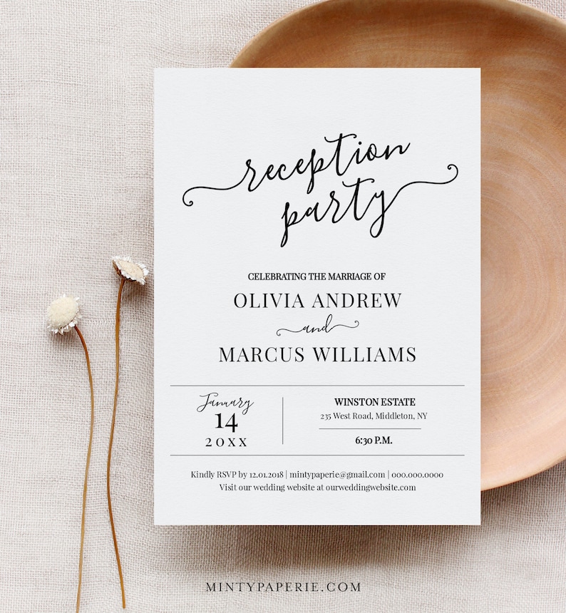 Wedding Reception Invitation, Reception Party Printable, Wedding Invite, Fully Editable Template, INSTANT DOWNLOAD, Digital, DIY 030-101WR image 2