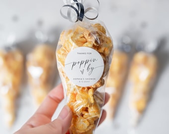 Poppin By Favor Sticker, Baby / Bridal Shower Tag, Popcorn Favor Tag or Label, Circle or Square, Editable Template, Instant #0034W-148SF