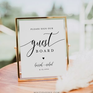 Wedding Guest Board Sign, Please Sign Our Guest Board, Guest Book Alternative, Editable Template, Instant Download, Templett, 8x10 008-83S image 1