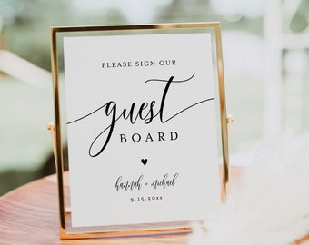 Wedding Guest Board Sign, Please Sign Our Guest Board, Guest Book Alternative, Editable Template, Instant Download, Templett, 8x10 #008-83S