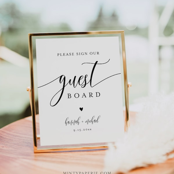 Wedding Guest Board Sign, Please Sign Our Guest Board, Guest Book Alternative, Editable Template, Instant Download, Templett, 8x10 #008-83S