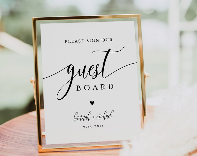 Wedding Guest Board Sign, Please Sign Our Guest Board, Guest Book Alternative, Editable Template, Instant Download, Templett, 8x10 #008-83S