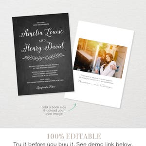 Wedding Invitation Set, Pocket Fold, Printable Calligraphy Invite & Enclosure Cards, Instant Download, 100% Editable Template, Templett 012 image 4