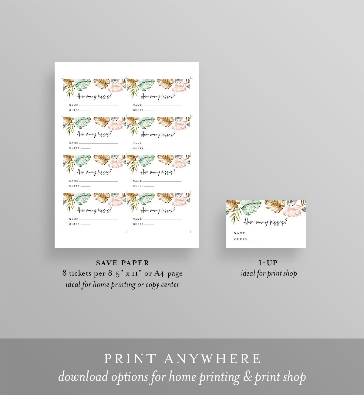 How Many Kisses Bridal Shower Game, Hershey Kisses Game, Tropical