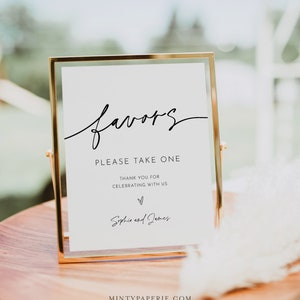 Minimalist Favors Sign, Modern Thank Guests Tabletop Sign, Take A Favor, Editable Template, Instant Download, Templett, 8x10 #0032-17S