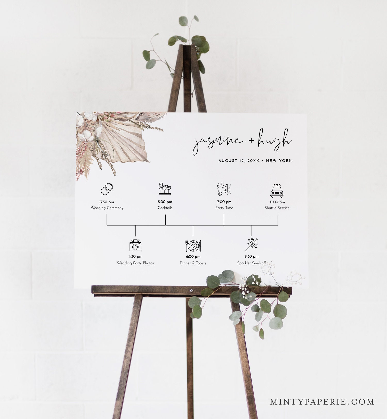 Boho Welcome Sign Template Printable Wedding Day Timeline - Etsy
