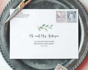 Envelope Template, Delicate Succulent and Greenery Wedding Address Printable, Instant Download, Editable, Templett, A1, A7 Sizes #075-126EN
