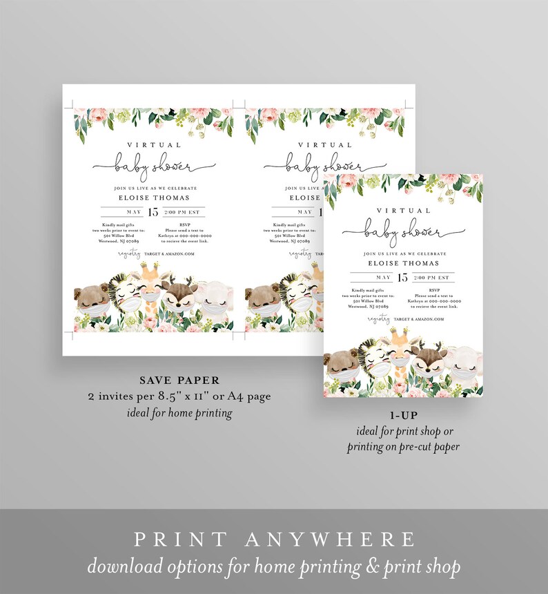 Virtual Baby Shower by Mail Template Social Distancing Baby Etsy