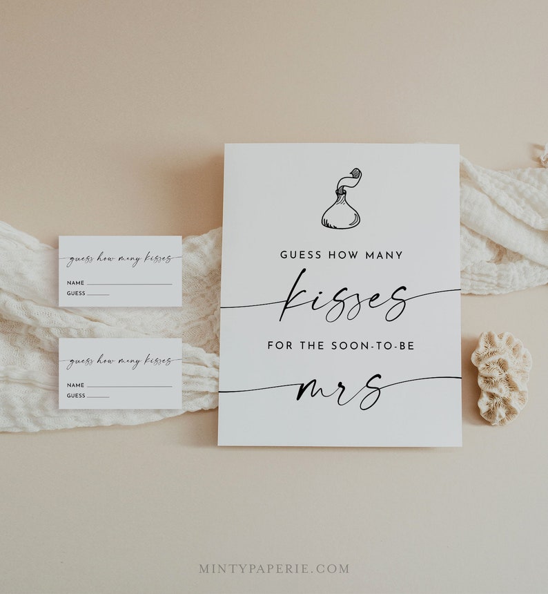 How Many Kisses Bridal Shower Game Hershey Kisses Game Etsy