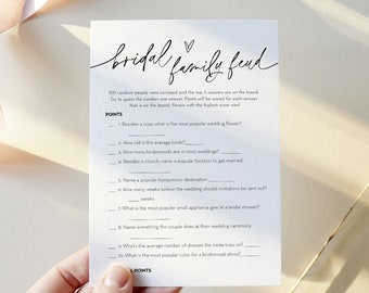 Bridal Family Feud Game, Wedding Feud, Printable Minimalist Bridal Shower Game, Editable Template, Instant Download, Templett #0032-28BRG