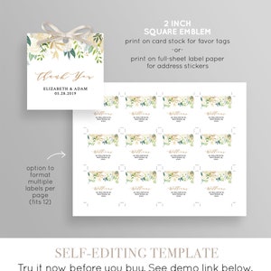 Return Address Label Template, Wedding Favor Tag, Address Sticker ...