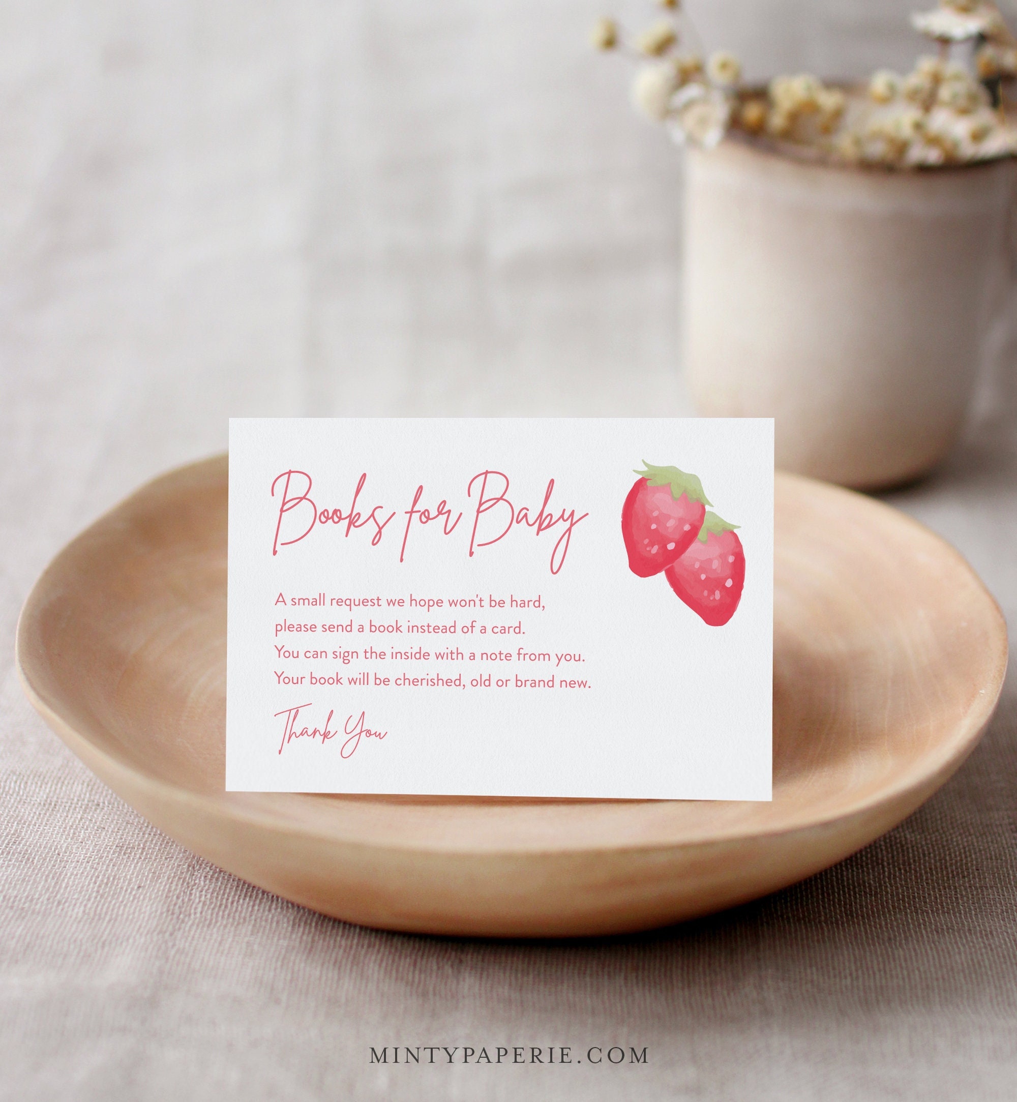 Editable Strawberry Baby Shower Invitation Berry Sweet Baby Shower