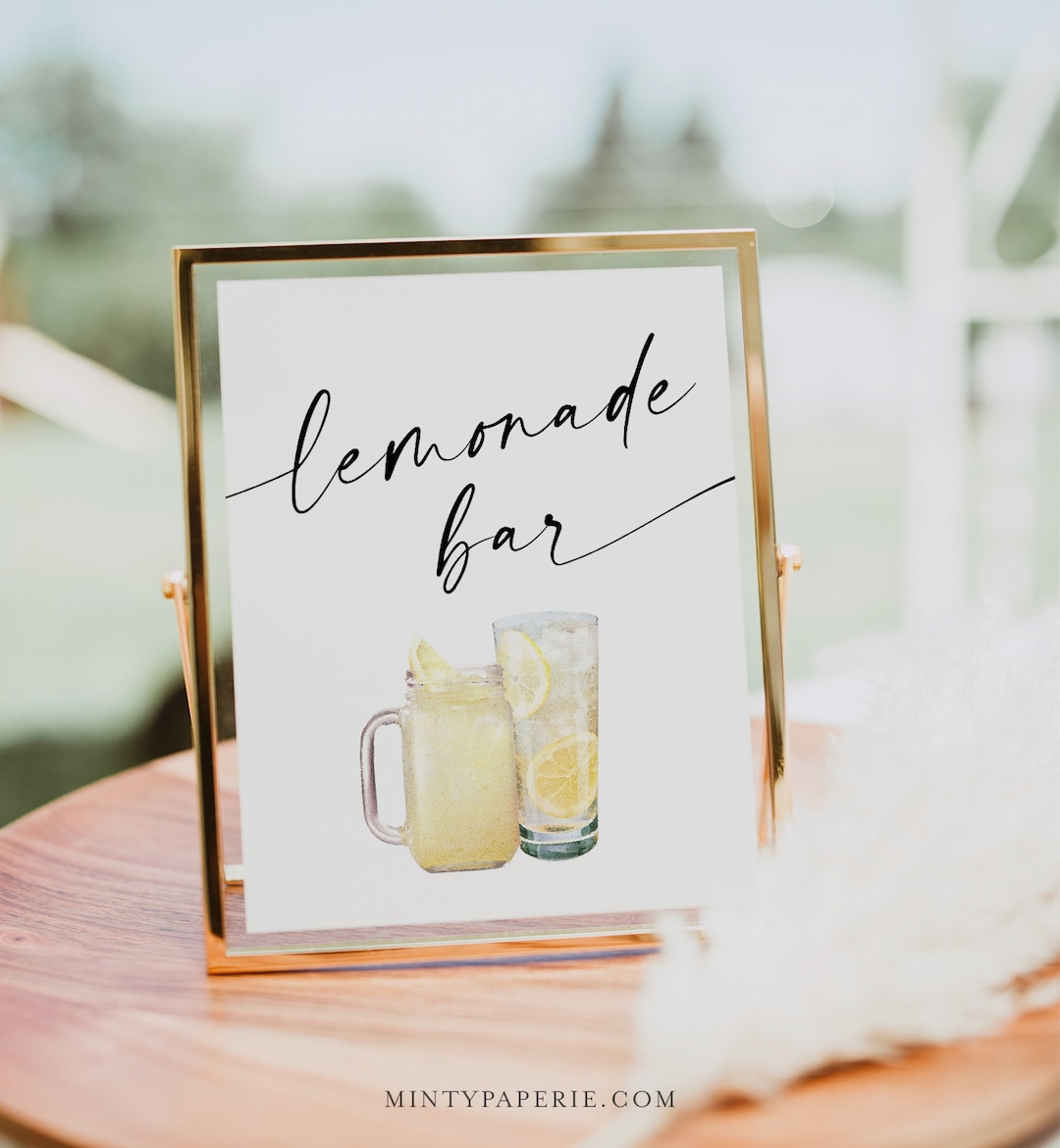 Lemonade Bar Sign, Bridal / Baby Shower Lemonade Sign Template ...