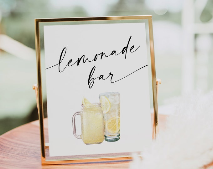 Lemonade Bar Sign, Bridal / Baby Shower Lemonade Sign Template, Editable Text, Printable, Instant Download, Templett, 8x10  #0034-84S