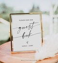 Wedding Guest Book Sign, Modern Script, Editable Template, Printable Guestbook, Tabletop Sign, Instant Download, Templett #0034W-01S
