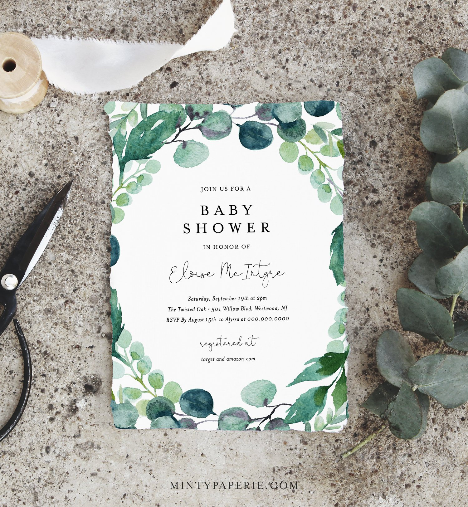 Greenery Boy or girl Shower Invitation Template, Printable Boy or girl picture about Printable Baby Shower Invitation Templates named Greenery Kid Shower Invitation Template, Printable Kid