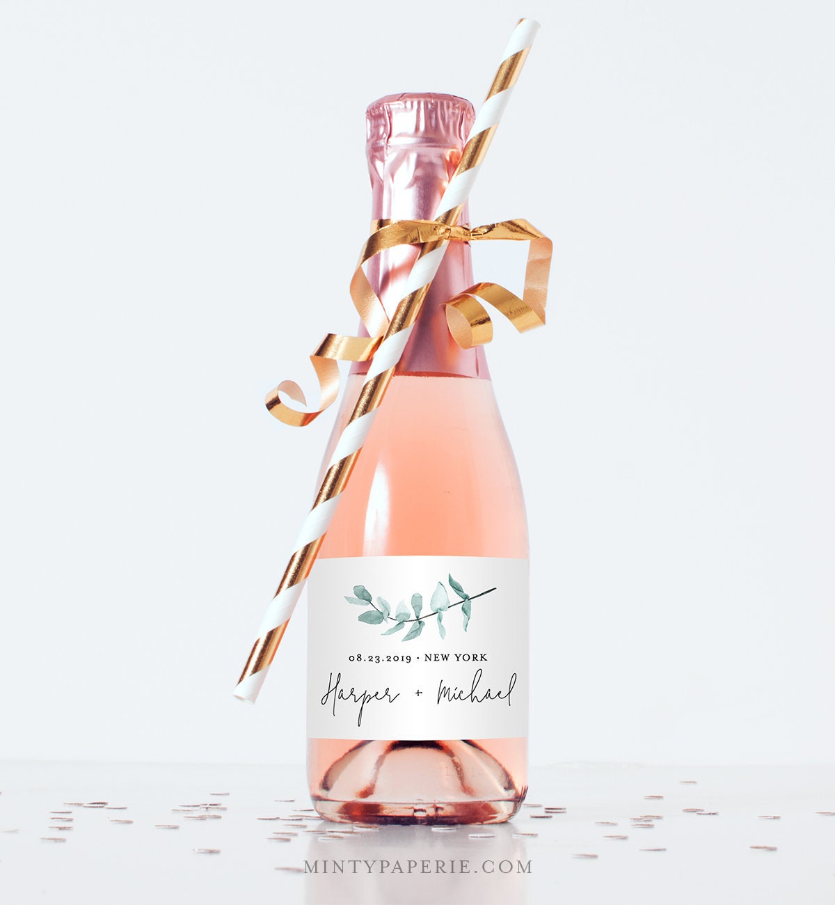 Baby Shower Mini Champagne Bottle Labels Template Ready To Pop Wine Labels Rose Gold Baby Shower Mini Champagne Bottle Label Pdf