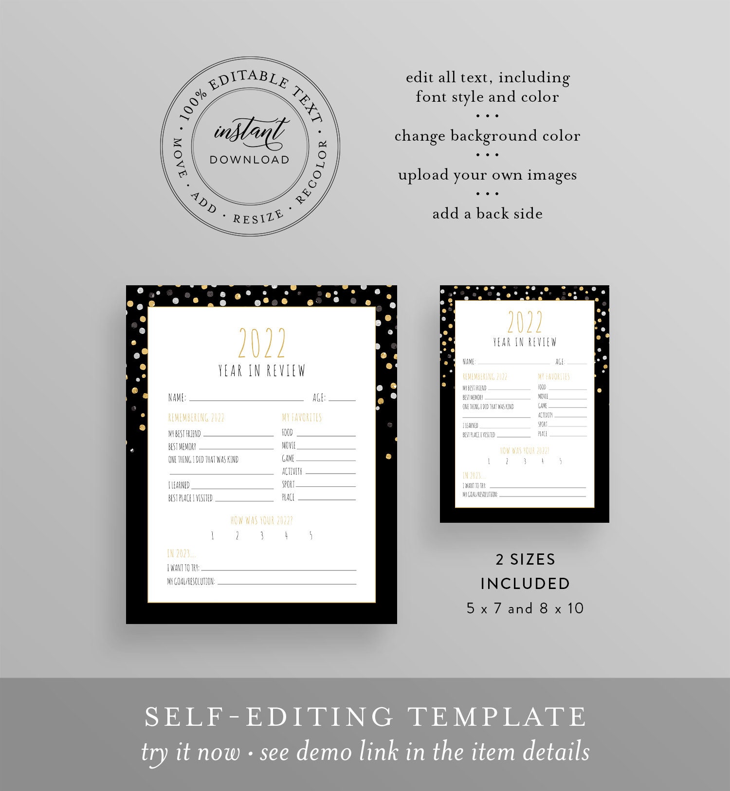 2022 Kids Year In Review, New Years Eve Kids Activity, Printable Time ...