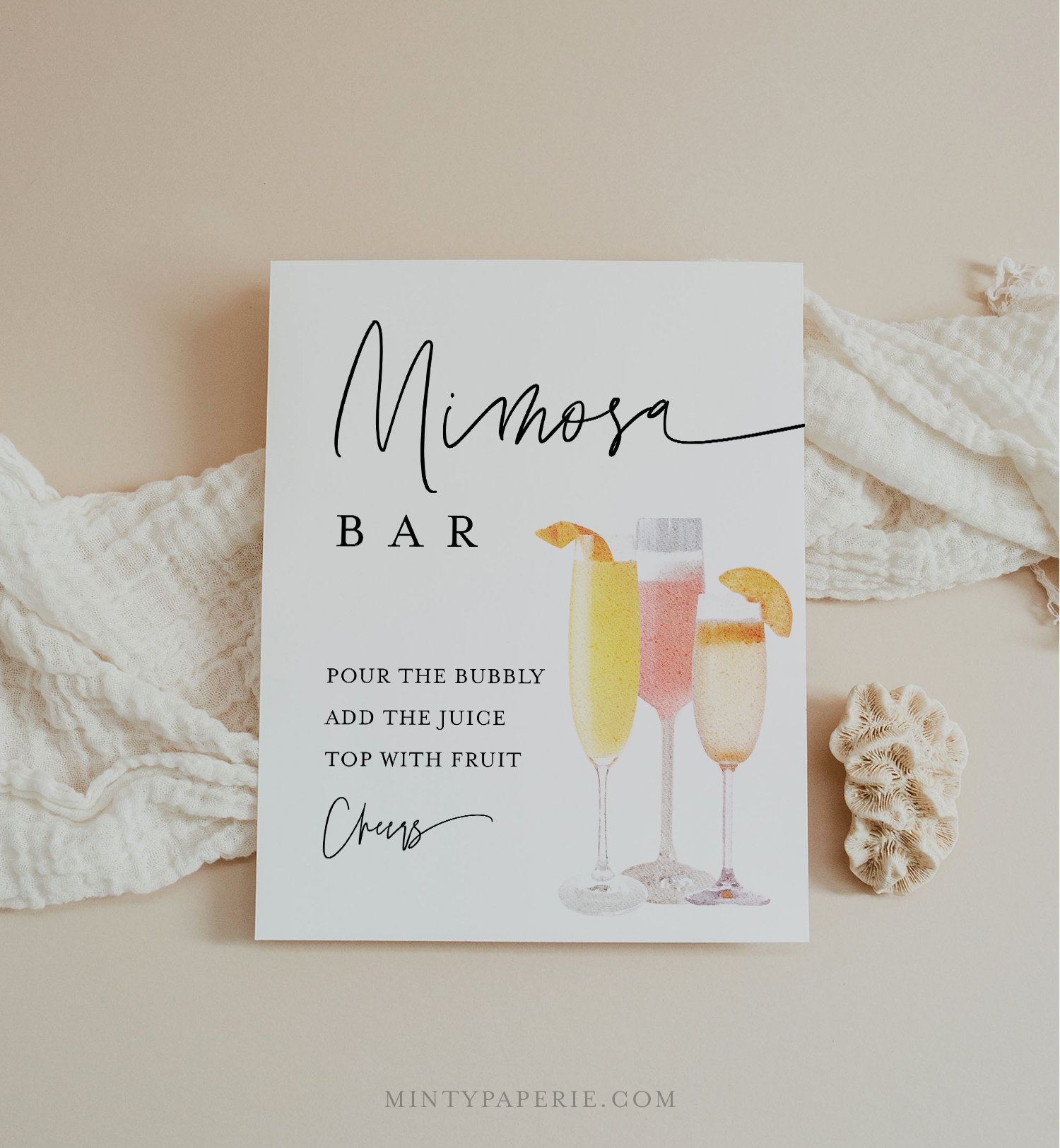 ADELLA Modern Minimalist Bridal Mimosa Bar Sign