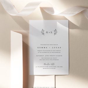 Minimalist Wedding Suite, Simple, Elegant, Clean Wedding Invitation, RSVP, Detail, Editable Template, Instant Download, Templett #095B image 3