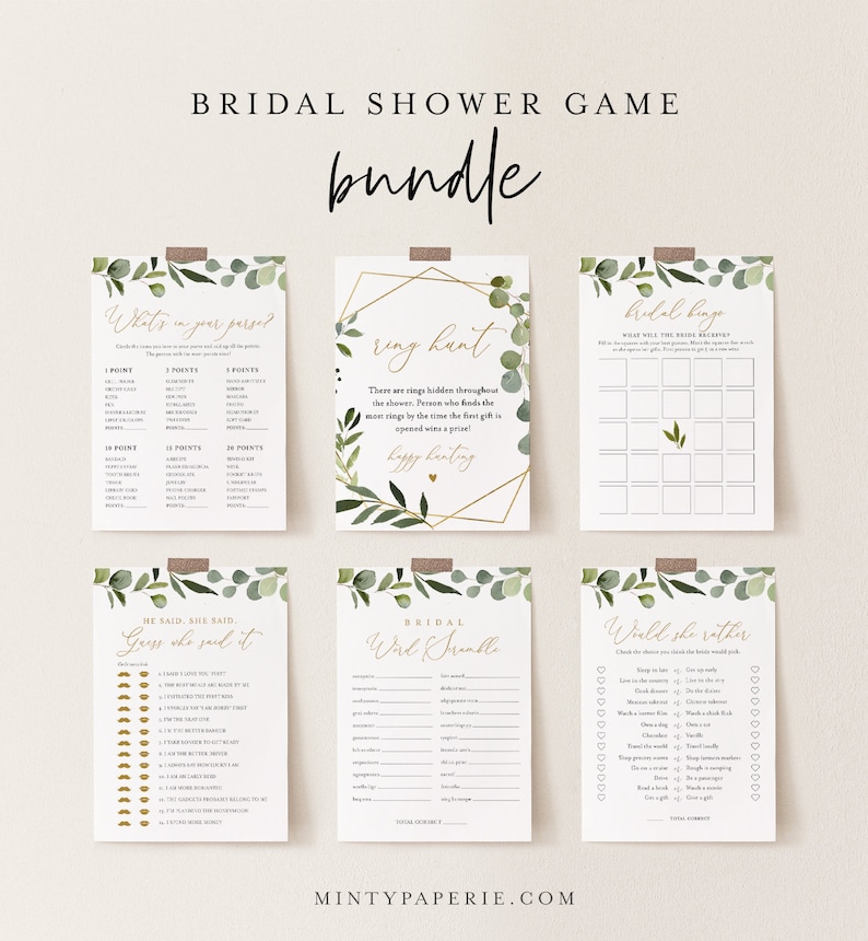 Bridal Shower Game Bundle 15 Editable Templates INSTANT image 1