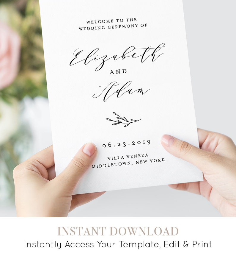 Minimalist Wedding Bundle, Classic Wedding Essential Templates, Invitation Suite, 100% Editable Text, Instant Download, Templett 037-BUNDLE image 3